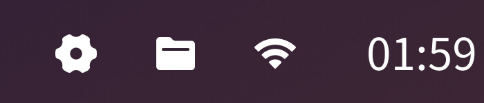 Halo TV top bar with settings, files, Wi-Fi and clock